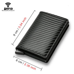 Carbon Fiber Slim Aluminum Men Wallet ID Credit Card Holder Mini RFID Wallet Automatic Pop up Bank Card Case Black Vallet 2023